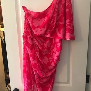 Elegant Pink Floral One-Shoulder Dress